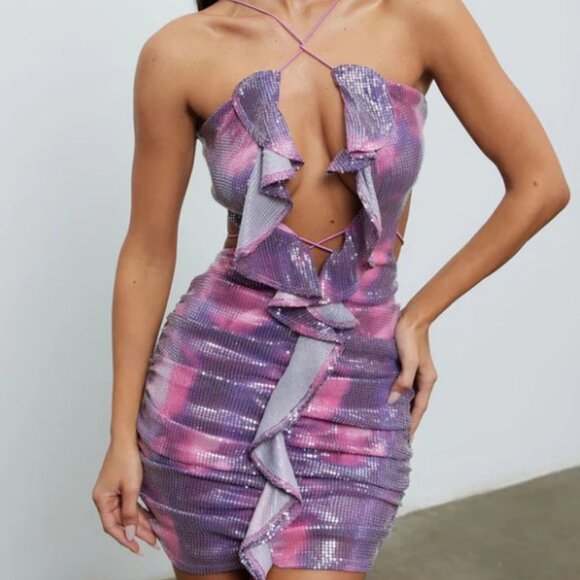 Sequin Mini Dress-Multi Color - Picture 1 of 4
